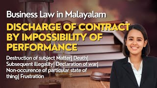 Part 2 Discharge of Contract by Impossibility of performance Business Law Malayalam explanation [upl. by Kehoe]