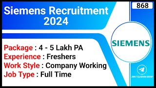 Siemens Recruitment 2024  MNC Company Jobs  System Engineer Job  Full Time Jobs [upl. by Cutcheon]