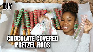 DIY Holiday Chocolate Covered Pretzel Rods  QUICK amp EASY PARTY FAVORS  TAM KAM [upl. by Pattin]