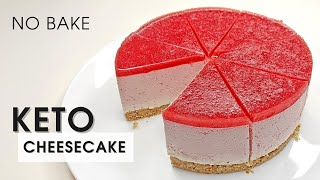 Delicate Strawberry KETO cheesecake no baking  Low Carb Cheesecake No Bake [upl. by Vandervelde]