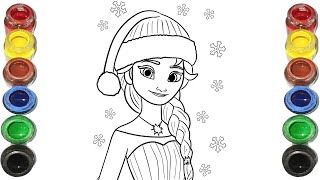 Cute Christmas Elsa Frozen Drawing for kids Painting amp Coloring for kids Toddlers  Easy to Draw [upl. by Launamme]