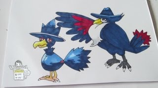 How to draw Pokemon No198 Murkrow No430 Honchkrow [upl. by Ynnig]