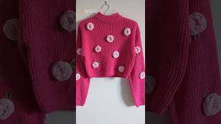 Embroidered sweater tutorial  woven rose stitch embroidery upcycledfashion handembroidery [upl. by Fawnia]