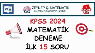 KPSS 2024 HAZIRLIK  MATEMATİK DENEMESİ İLK 15 SORU [upl. by Yelhak]