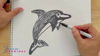 How to Draw a Dolphin Easy  Junior Drawings [upl. by Noami]