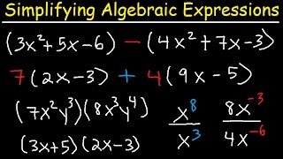 Simplifying Algebraic Expressions With Parentheses amp Variables  Combining Like Terms  Algebra [upl. by Aisirtap]