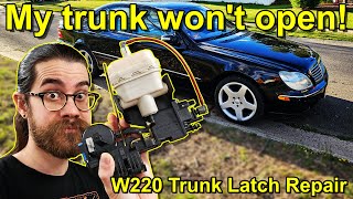 Fixing the BROKEN TRUNK on my Cheap SClass  W220 Trunk Latch Repair [upl. by Steven]