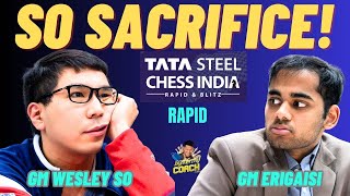 MATINDING SACRIFICE NI WESLEY ANG TUMAPOS So vs Erigaisi Tata Steel India 2024 Rapid Round 4 [upl. by Zandra]