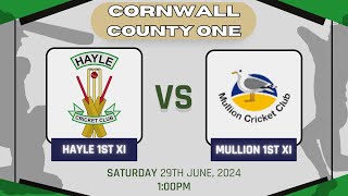 CORNWALL CRICKET  Mullion 1st XI v Hayle 1st XI [upl. by Mundt]