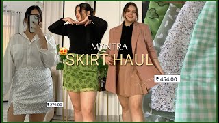 MYNTRA TryOn SKIRT HAUL Starting at just Rs300 Myntra Skirt Haul Ft Mini Plaid Midi Skirt [upl. by Aneehsar]