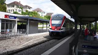 Swiss Double Decker high speed AC Train approaching Uitikon train station  Switzerland switzerland [upl. by Salem169]