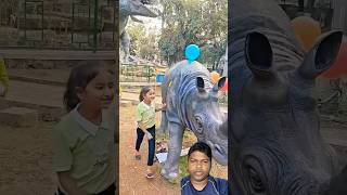 Amazing rhinoceros 🦏 balloon popping challenge funny rhino animals rhinocerous comedy shorts [upl. by Aicekal]