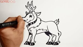 How To Draw A Nice RUDOLPH The Red Nosed Reindeer  LEVEL ✰✰ [upl. by Aifos386]