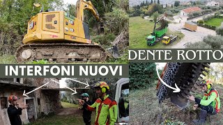 DISBOSCAMENTO CON TRINCIA FORESTALE COLLEGATA AL CATERPILLAR E INTERFONI NUOVI PER I RAGAZZI [upl. by Ilysa]