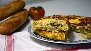 Tortilla de Habas tiernas con jamón  Receta de Tortilla Española [upl. by Sims]