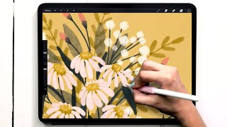 Paint Messy Gouache Wildflowers in Procreate [upl. by Leroj]