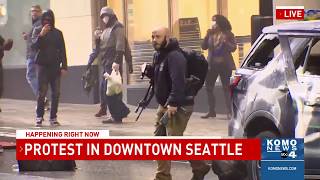 Security guard secures rifle stolen by protester in downtown Seattle [upl. by Shute601]