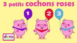 Trois petits cochons roses Jai pas peur du loup ⒹⒺⓋⒶ Education enfants [upl. by Douty]