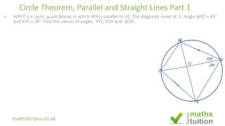 Circle Theorem Parallel Lines  angles on a straight line Part 1 [upl. by Herrah]