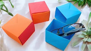 1 Sheet of A4 Paper to Make a Simple Origami Box Easy Paper Crafts No Glue No Scissors  ISasaki [upl. by Werna643]