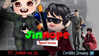 BTS JHope amp Jin Cartoon Drawing  JinHope Speed Art bts jhope jin btsarmy [upl. by Far]