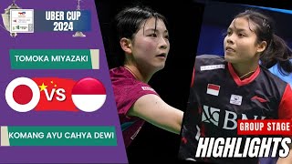 Tomoka Miyazaki JPN vs Komang Ayu Cahya Dewi INA  Group Stage  Uber Cup 2024 [upl. by Trbor]