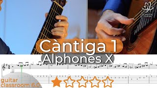 Guitar Tutorial amp Performance Cantiga by Alfonso X  Free Sheet Music amp Tabs [upl. by Aelat]