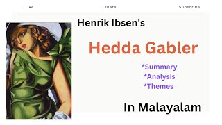 Hedda Gabler Summary in Malayalam Henrik Ibsen Realism [upl. by Akessej]