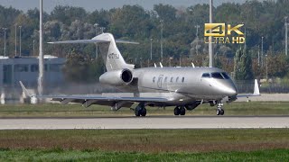 Bombardier Challenger 300 N727SJ arrival at Munich Airport MUC EDDM [upl. by Sprage]