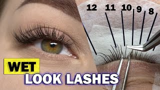 WET LOOK LASH  How to create a wispy eyelash extensions  Hybrid Set [upl. by Mathe]