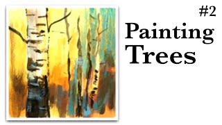 How to Paint Birch Trees With Acrylics Part 2 Autumn Edition  Step by Step Tutorial by Artist [upl. by Gelasias]