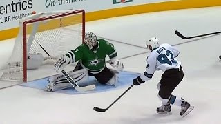 Nieto flicks shorthanded goal by Niemi [upl. by Ayocat]