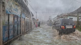 Super Heavy rain and strong winds hit rural Indonesia  Flash floods nearly happened [upl. by Jepson]