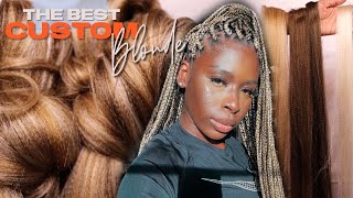 HOW TO GET THE PERFECT CUSTOM BLONDE BOX BRAIDS DARK SKIN FRIENDLY  DETAILED [upl. by Suolevram]