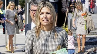 Queen Maxima Dons a Smart Houndstooth Print Dress amp Jacket for Engagements in Doorn [upl. by Arytal]