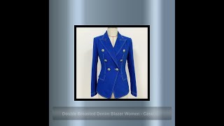 Double Breasted Denim Blazer Women  Casual  PlainSolid [upl. by Roseann594]