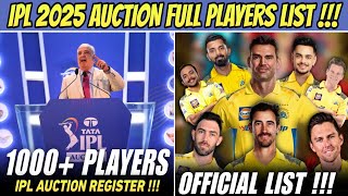 IPL Auction 2025 Official Registered Players List 😱 CSK Latest News [upl. by Cirde]