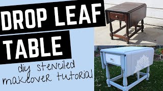 DIY Drop Leaf Table Painted and Stenciled Furniture Makeover  Tutorial [upl. by Schonthal]