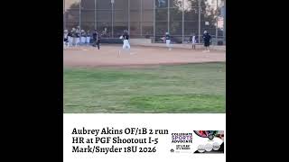 Aubrey Akins OF1B 2 run HR at PGF Shootout I5 MarkSnyder 18U 2026 [upl. by Benedicta]