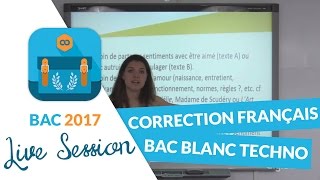 Bac Blanc Séries Techno  Correction en live de lépreuve de Français [upl. by Nessy]