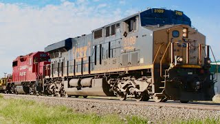 CSXT 3109 Leads C58 Manifest South at Crossfields AB CP Red Deer Subdivision 062121 [upl. by Lerak]