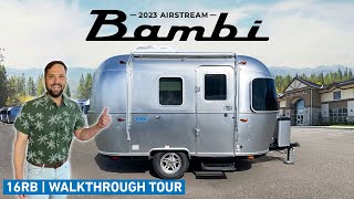 TINY 6360000 Airstream Camping Trailer  2023 Bambi 16RB Walk Through Tour [upl. by Rizika]