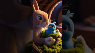 A cute Rabbit takes care of a injured bird🐰🐦 cute story shorts trending subscribe [upl. by Wales]