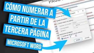 Word Cómo numerar a partir de la tercera página [upl. by Rednijar669]