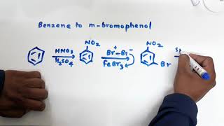 Q How will you convert Benzene to mbromo phenol  class 12 Amines [upl. by Wallraff]