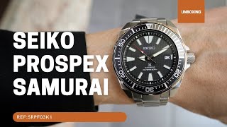 UNBOXING SEIKO PROSPEX SAMURAI DIVER SRPF03K1 [upl. by How]