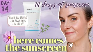 💛 14 DAYS OF SUNSCREEN  DAY 14  MISSHA  All Around Safe Block Aqua Sun SPF [upl. by Gefell]