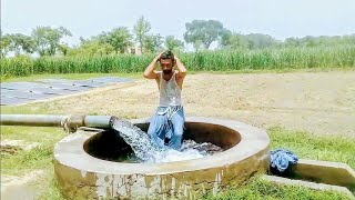 Beautiful Tubewell Swimming In Village Pakistani  Boy Full Enjoye Tubewell Bathing Vlog [upl. by Aralc]