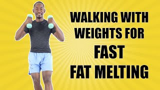 30 Minute Walk at Home with Weights Workout for FAST FAT MELTING [upl. by Daughtry]