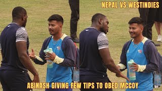 Obid Mccoy few tips to Abinash Bohara before Nepal Cricket Team departs for World Cup T20 USA [upl. by Aissila]